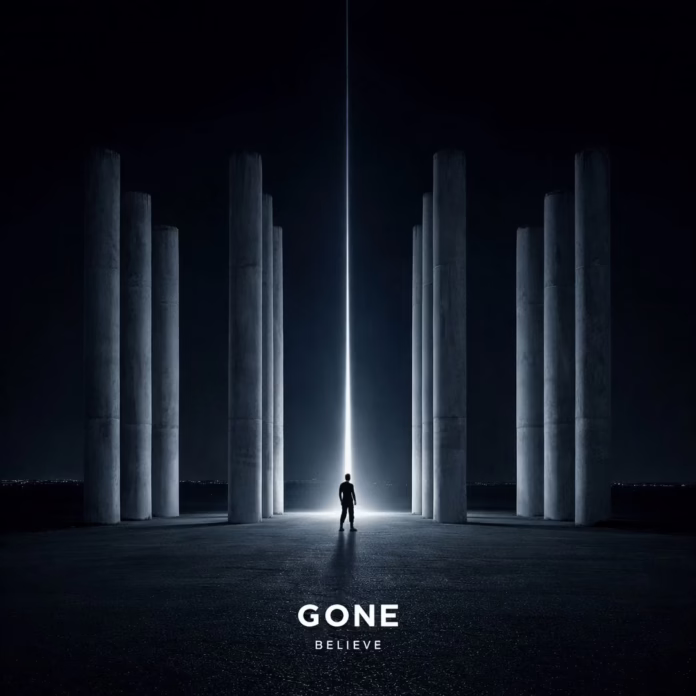 GONE – Believe Melodic Techno Single GONE Believe melodic techno single artwork with cinematic electronic atmosphere